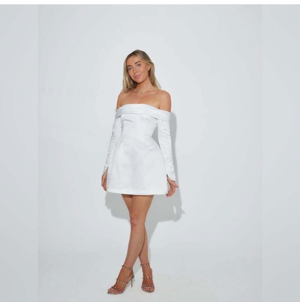 Odd Muse The Ultimate Muse Satin Bardot Mini Dress White Size L
